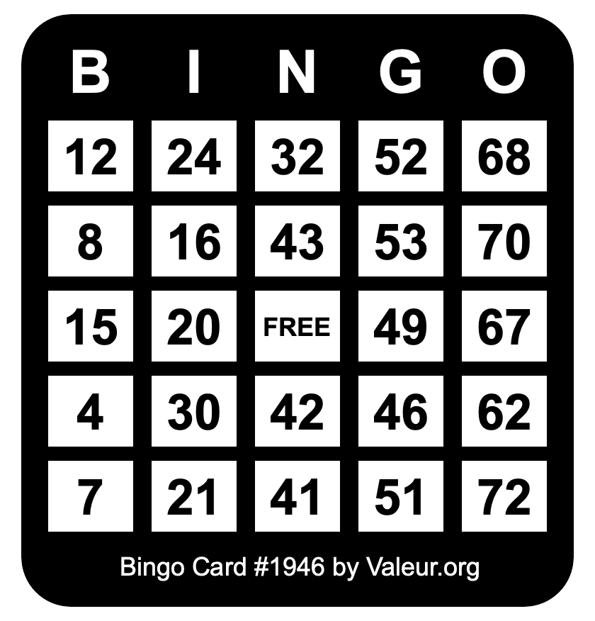 Bingo Card #1946