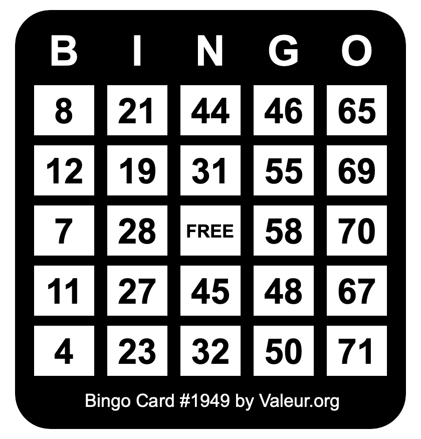 Bingo Card #1949