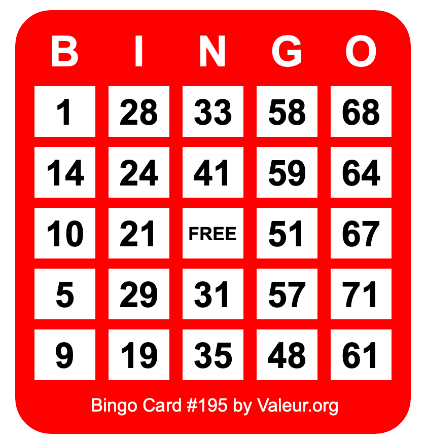 Bingo Card #195