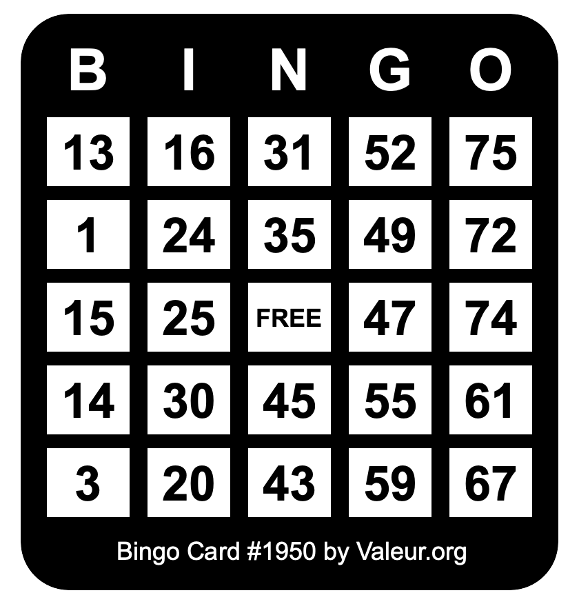 Bingo Card #1950