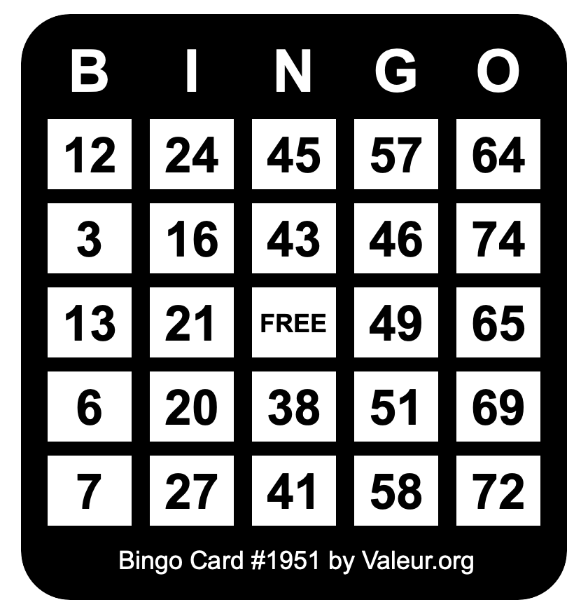 Bingo Card #1951