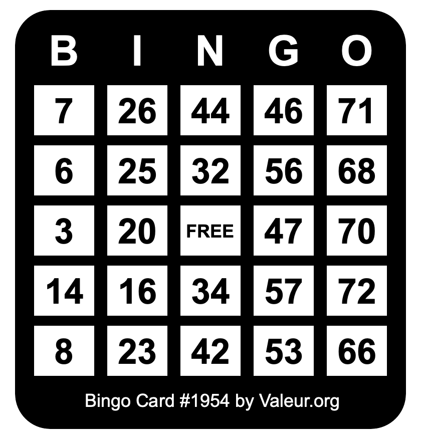 Bingo Card #1954