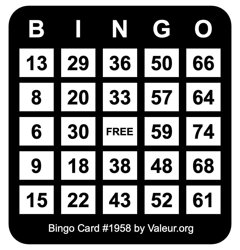 Bingo Card #1958