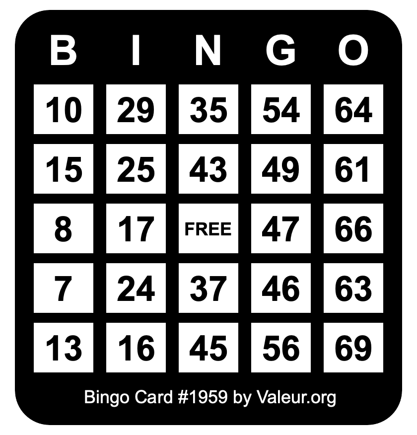 Bingo Card #1959