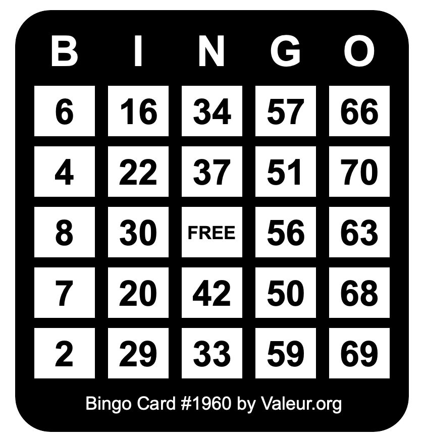 Bingo Card #1960