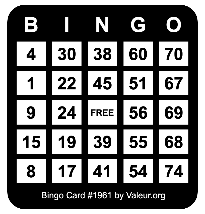 Bingo Card #1961