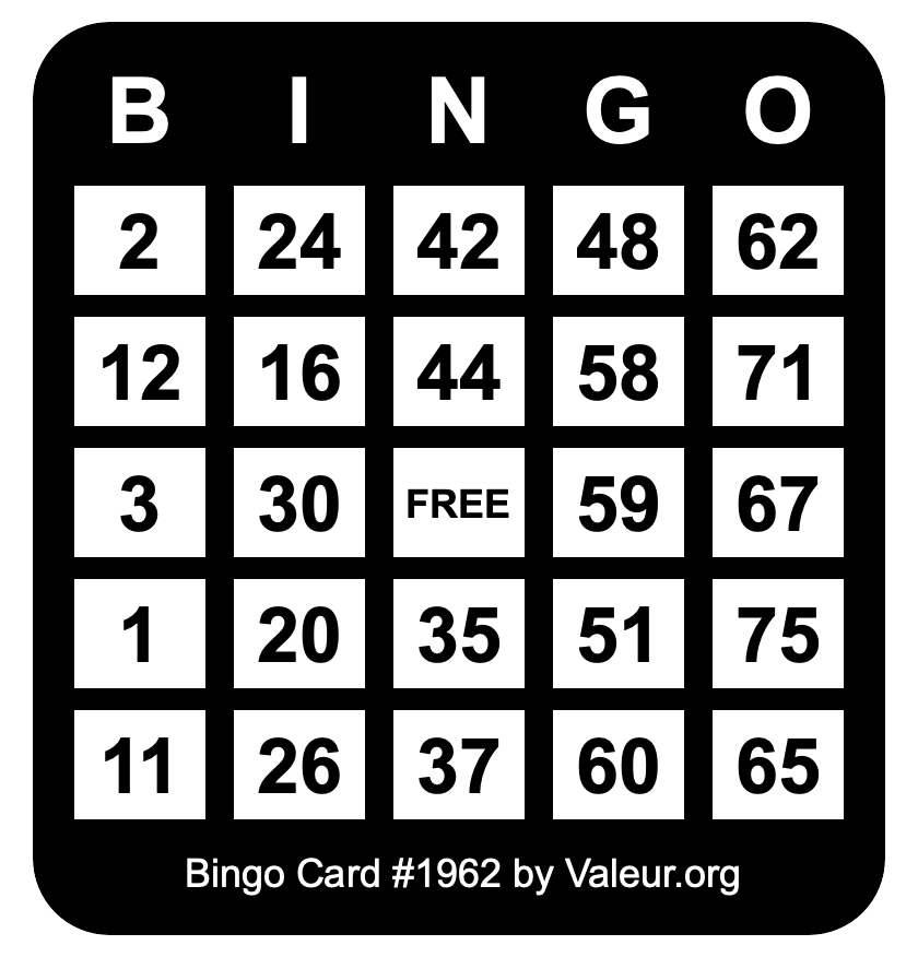 Bingo Card #1962