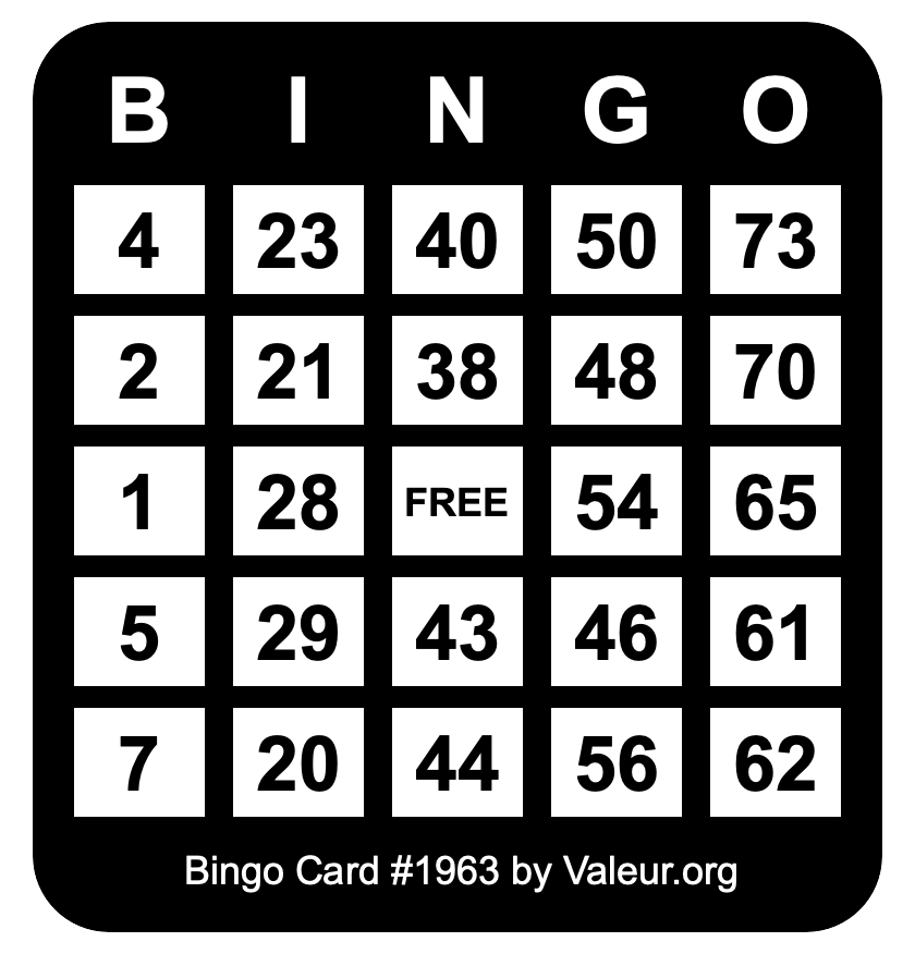 Bingo Card #1963