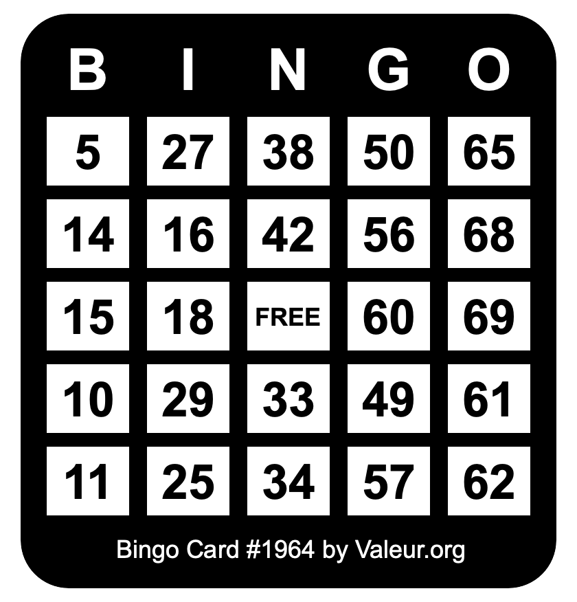 Bingo Card #1964