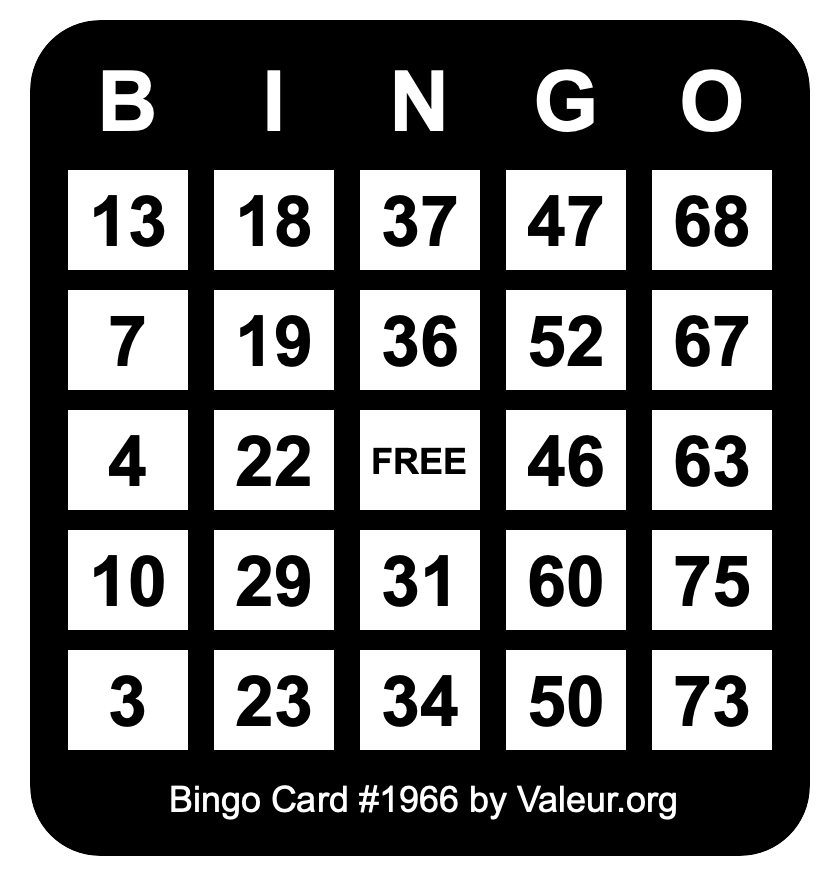 Bingo Card #1966