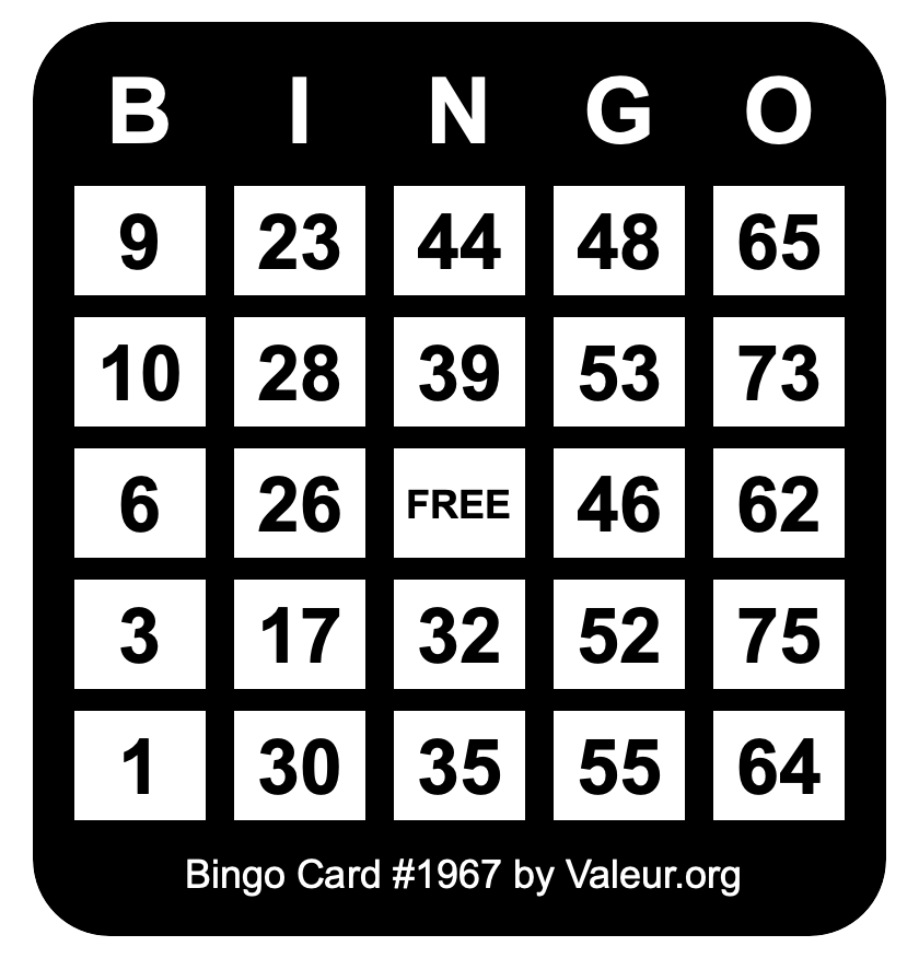 Bingo Card #1967