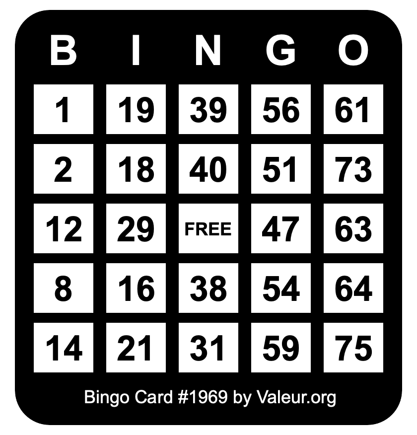 Bingo Card #1969