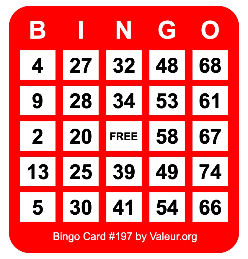 Bingo Card #197
