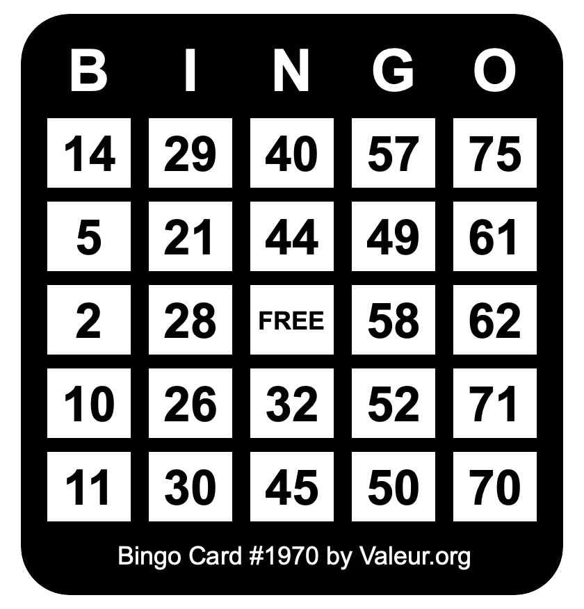 Bingo Card #1970