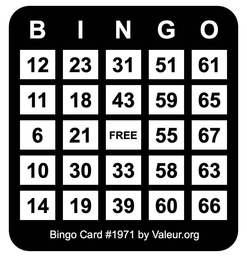 Bingo Card #1971