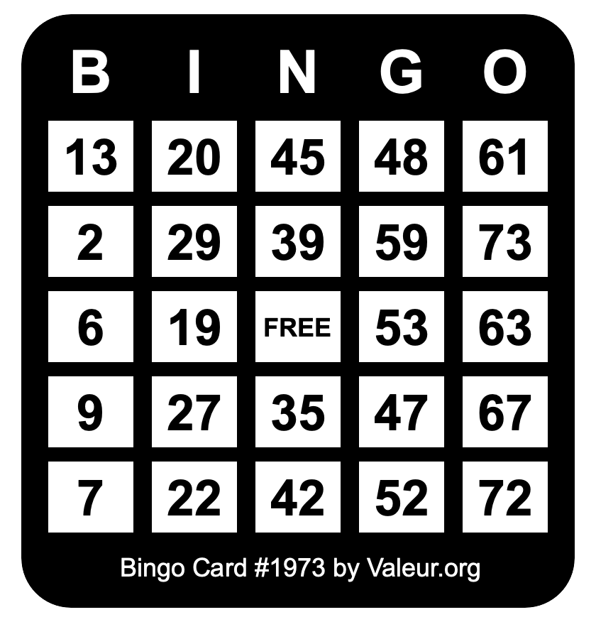 Bingo Card #1973