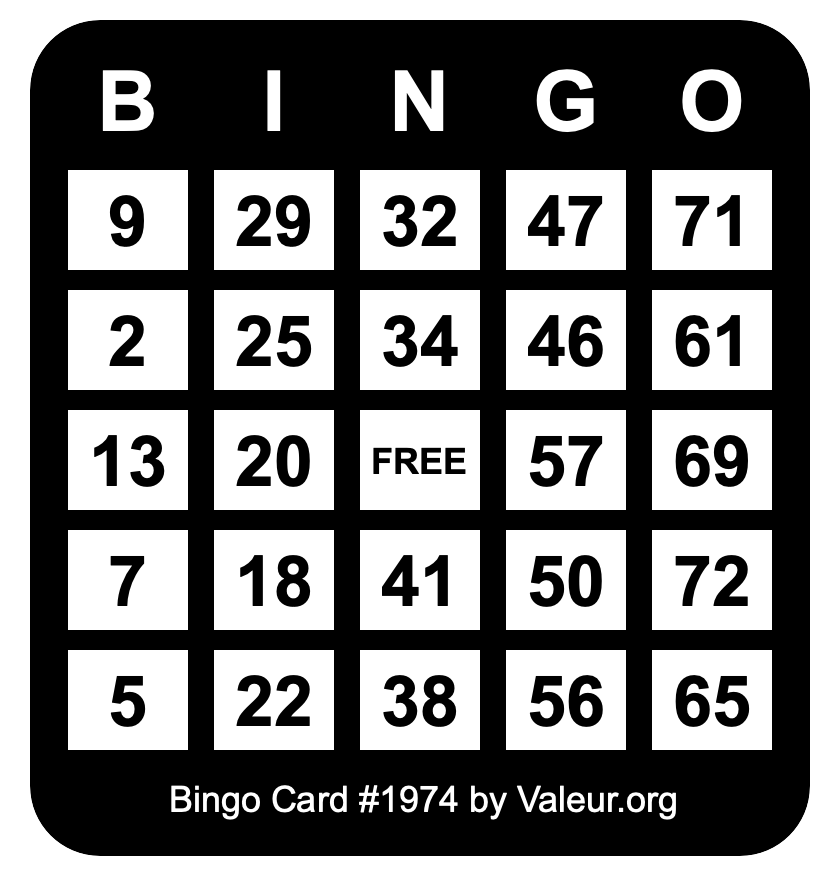 Bingo Card #1974