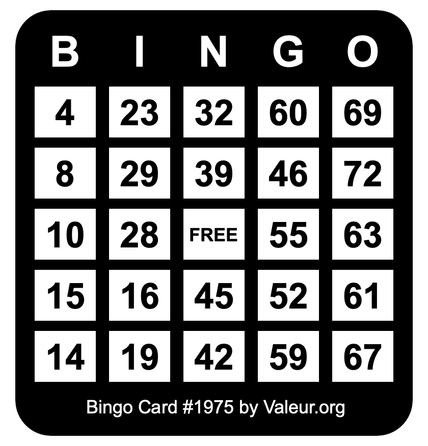 Bingo Card #1975