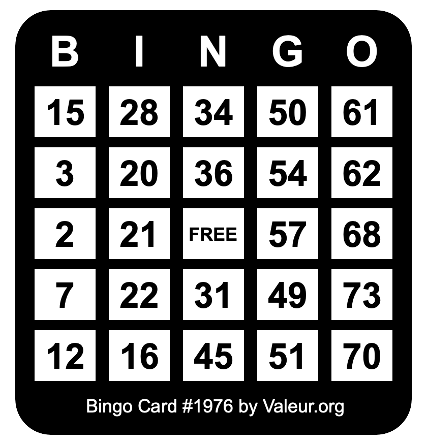 Bingo Card #1976