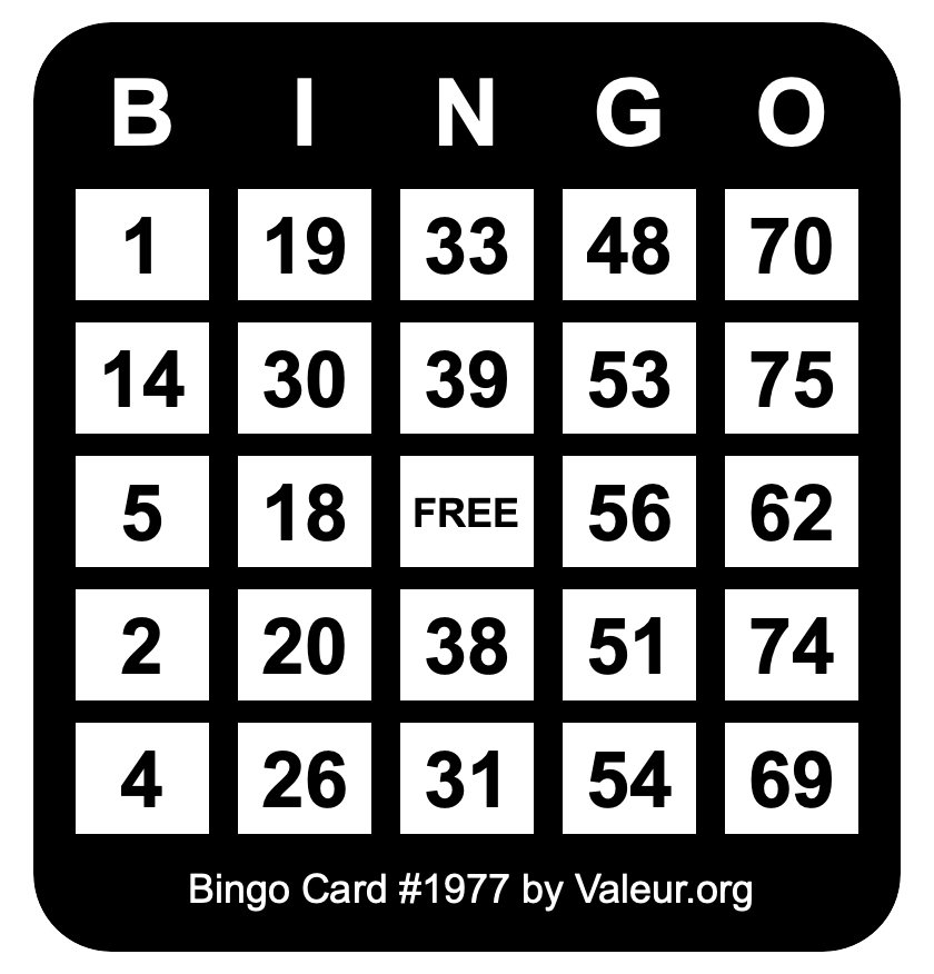 Bingo Card #1977