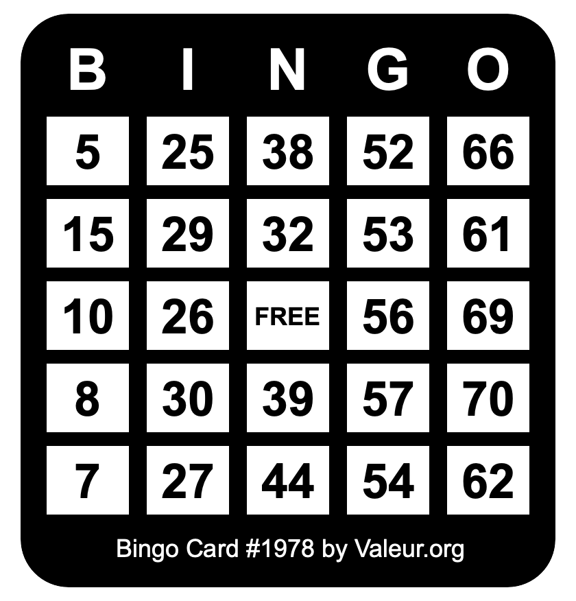 Bingo Card #1978