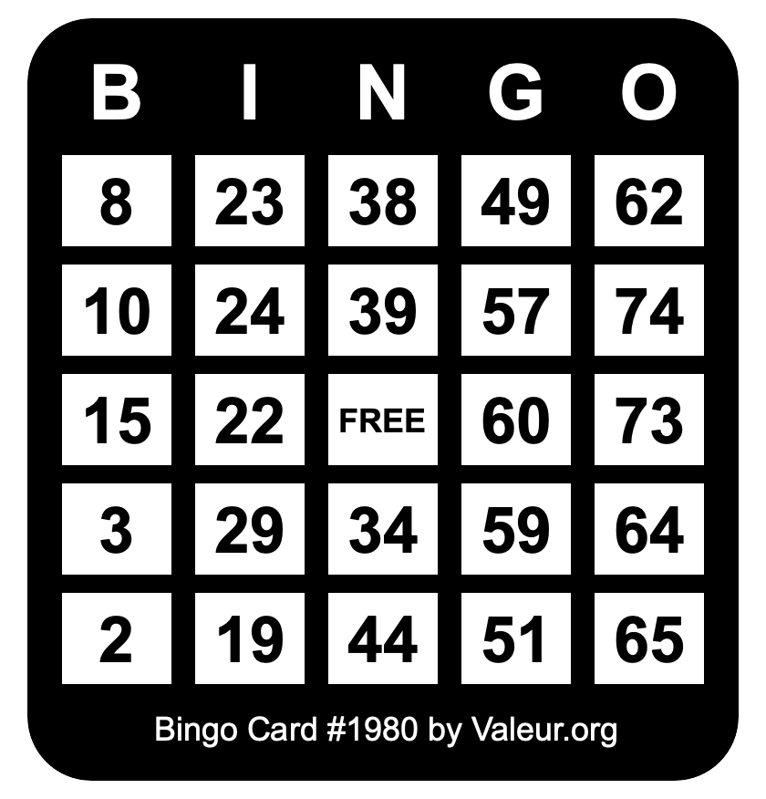 Bingo Card #1980