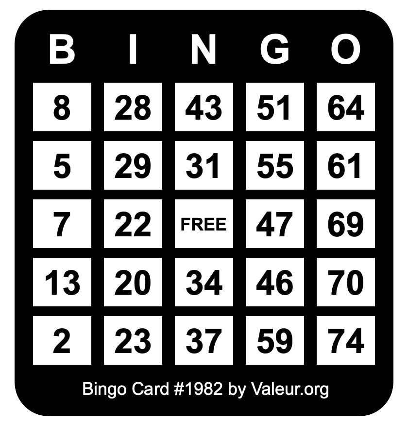 Bingo Card #1982