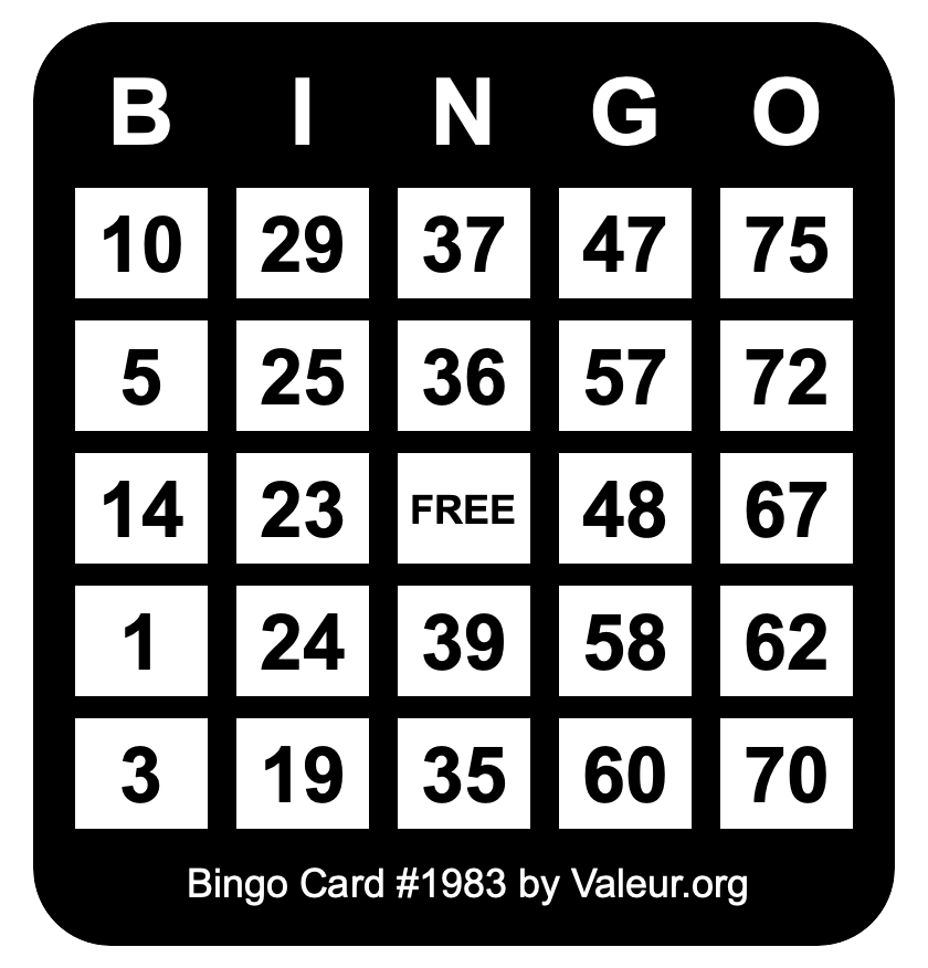 Bingo Card #1983