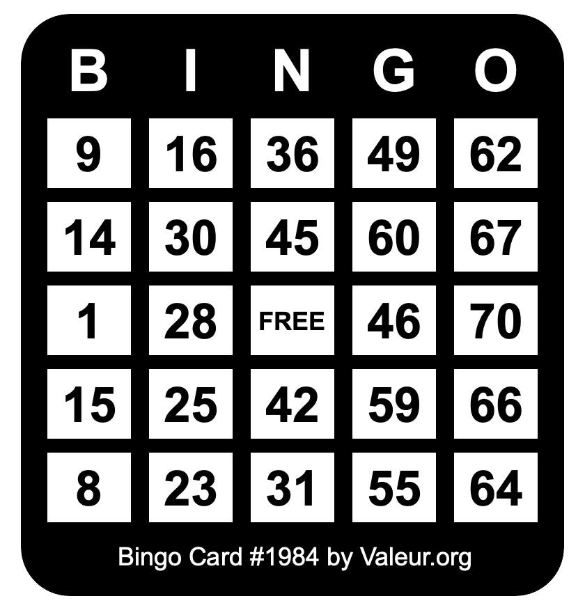 Bingo Card #1984