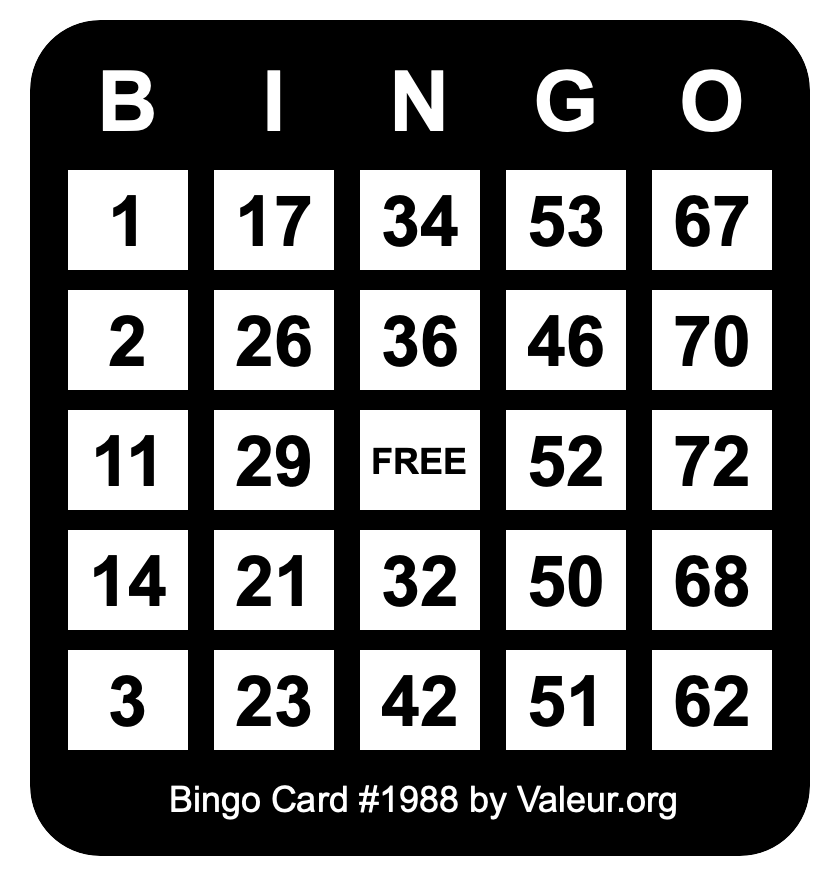 Bingo Card #1988