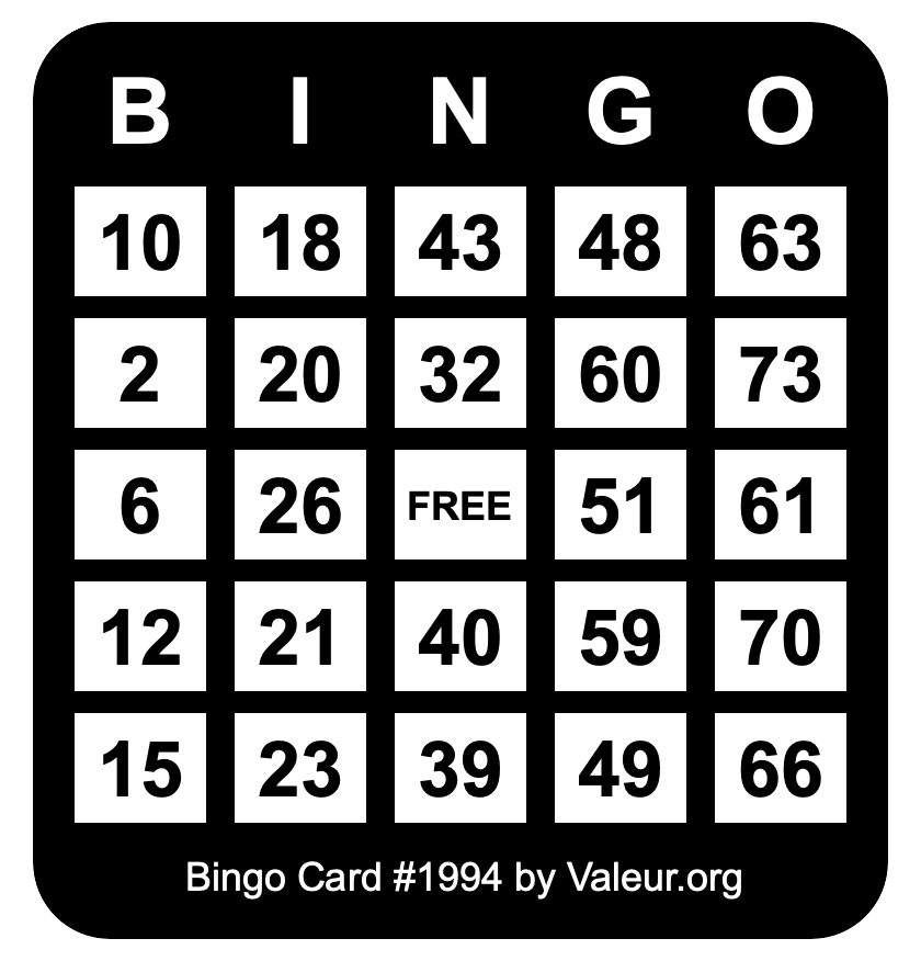 Bingo Card #1994