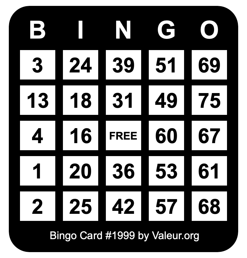 Bingo Card #1999