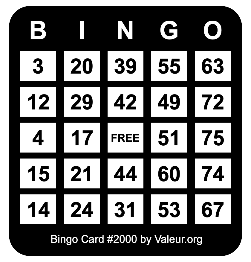 Bingo Card #2000