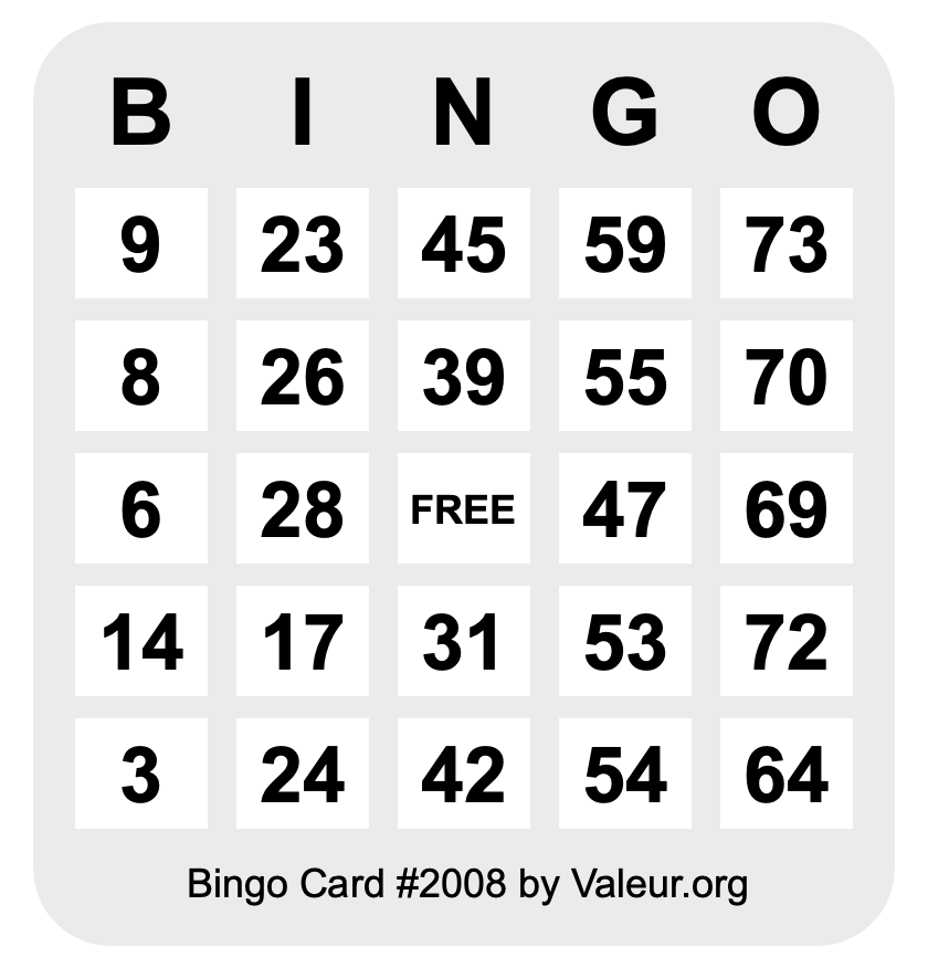 Bingo Card #2008