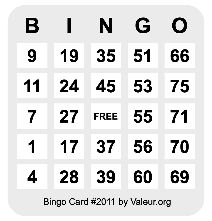 Bingo Card #2011