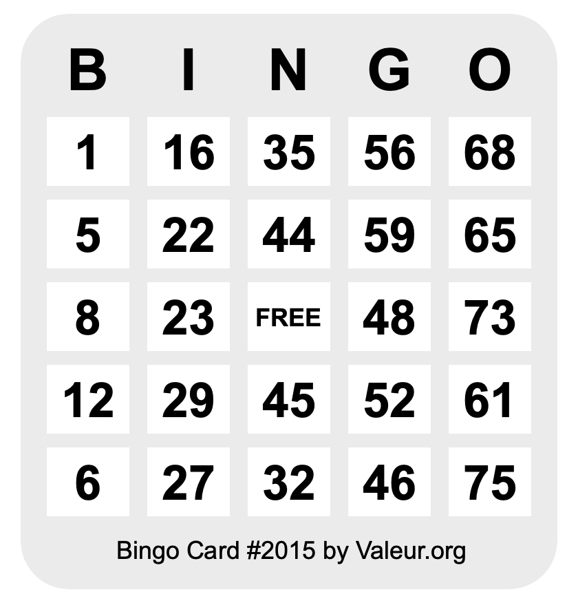 Bingo Card #2015