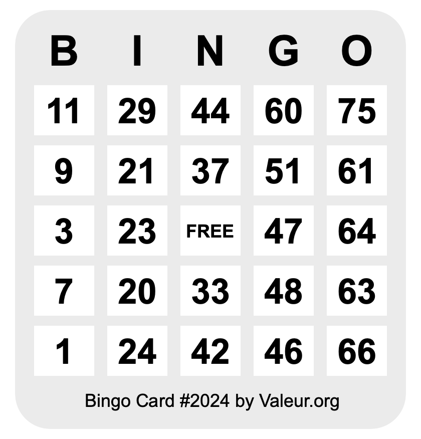 Bingo Card #2024