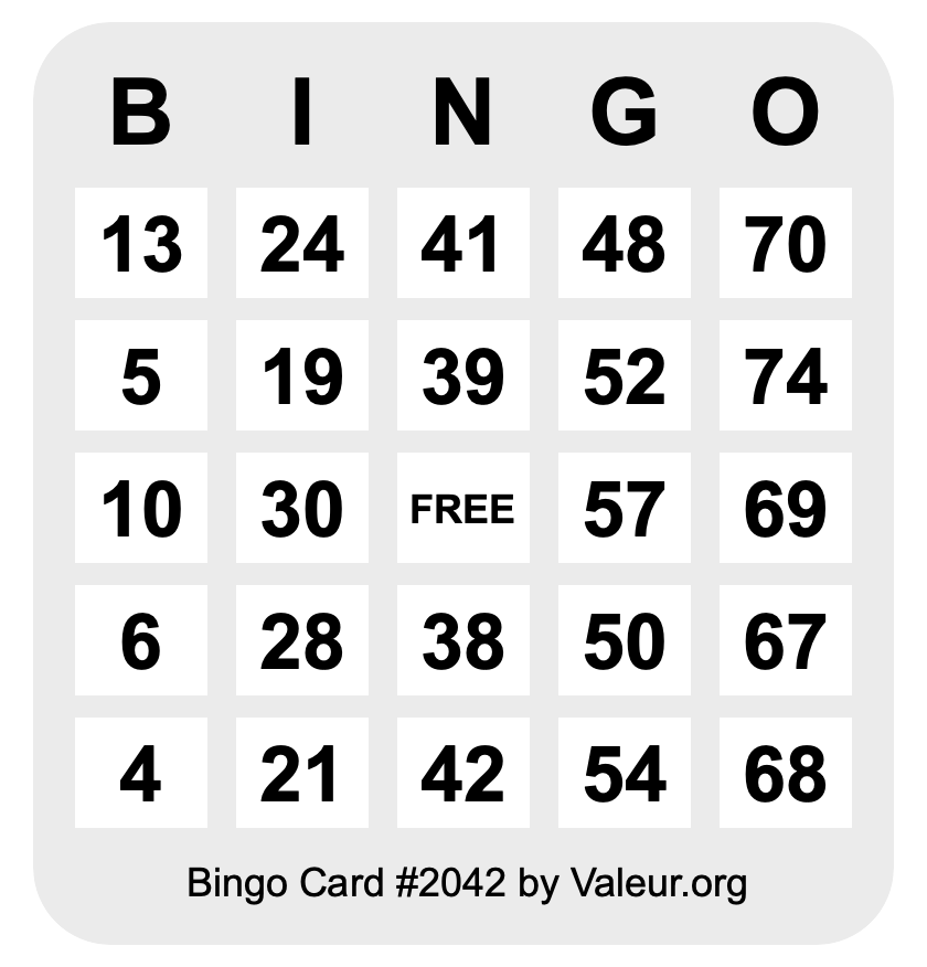 Bingo Card #2042