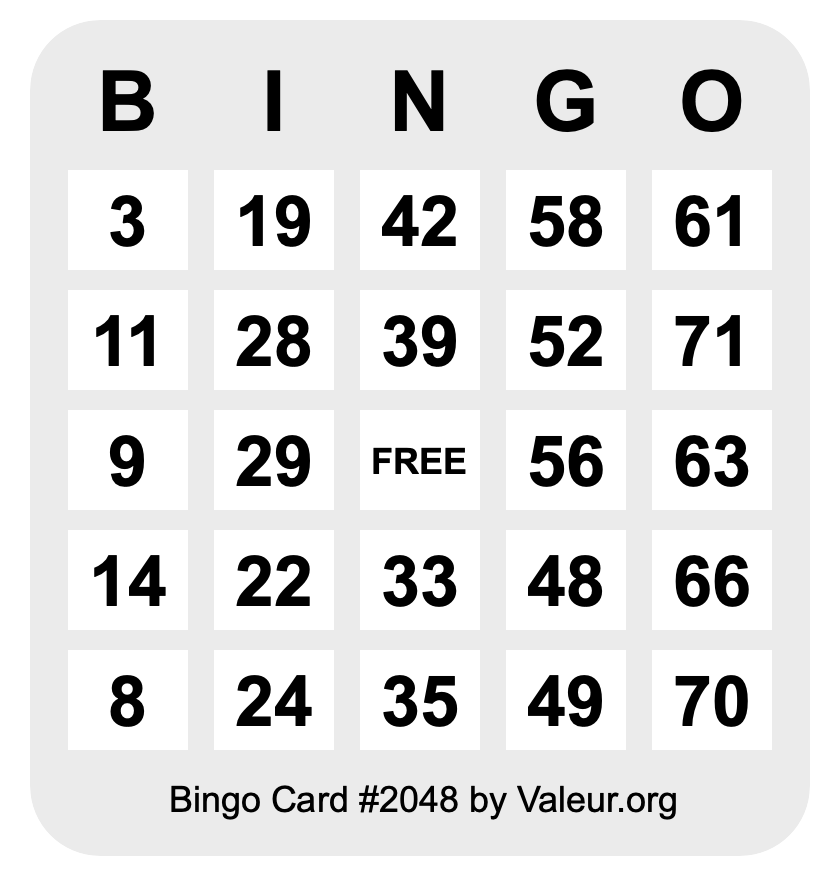 Bingo Card #2048