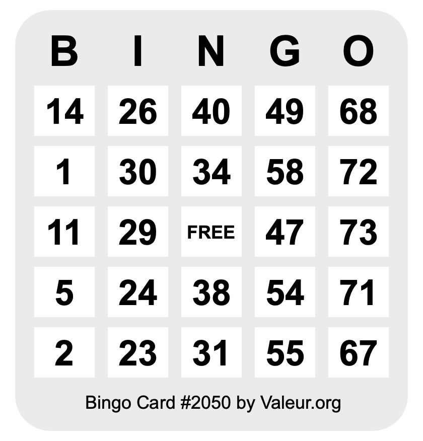 Bingo Card #2050