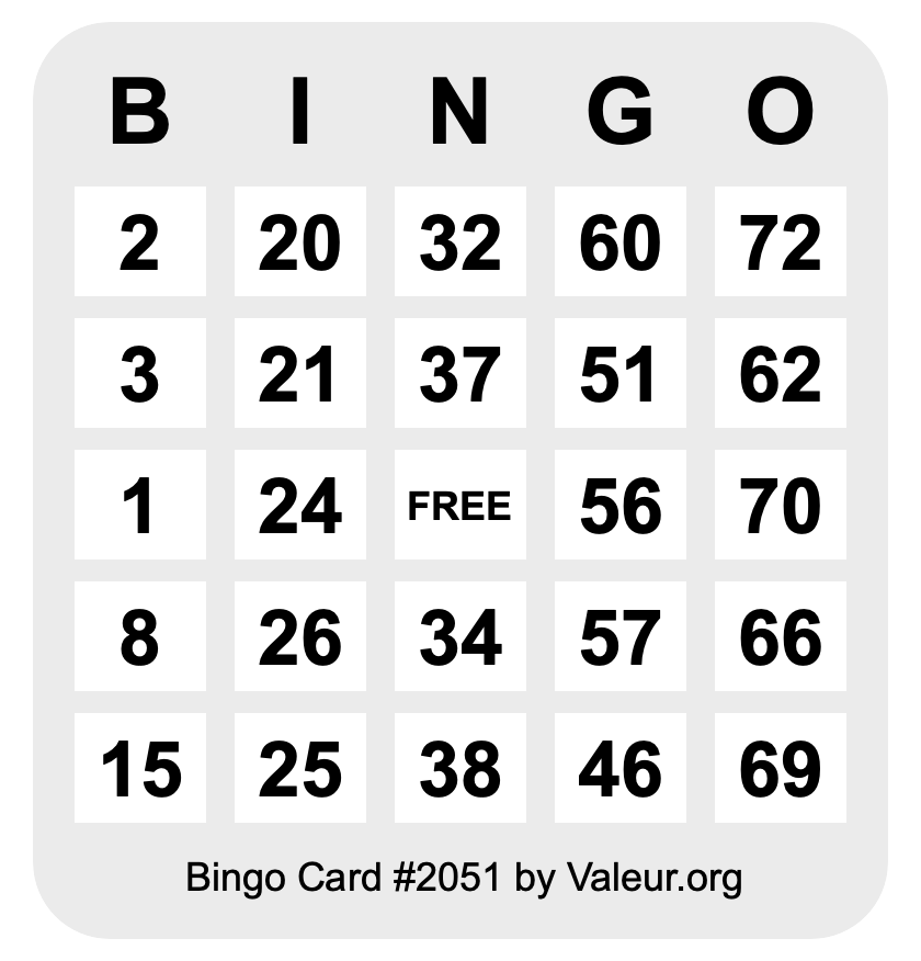 Bingo Card #2051