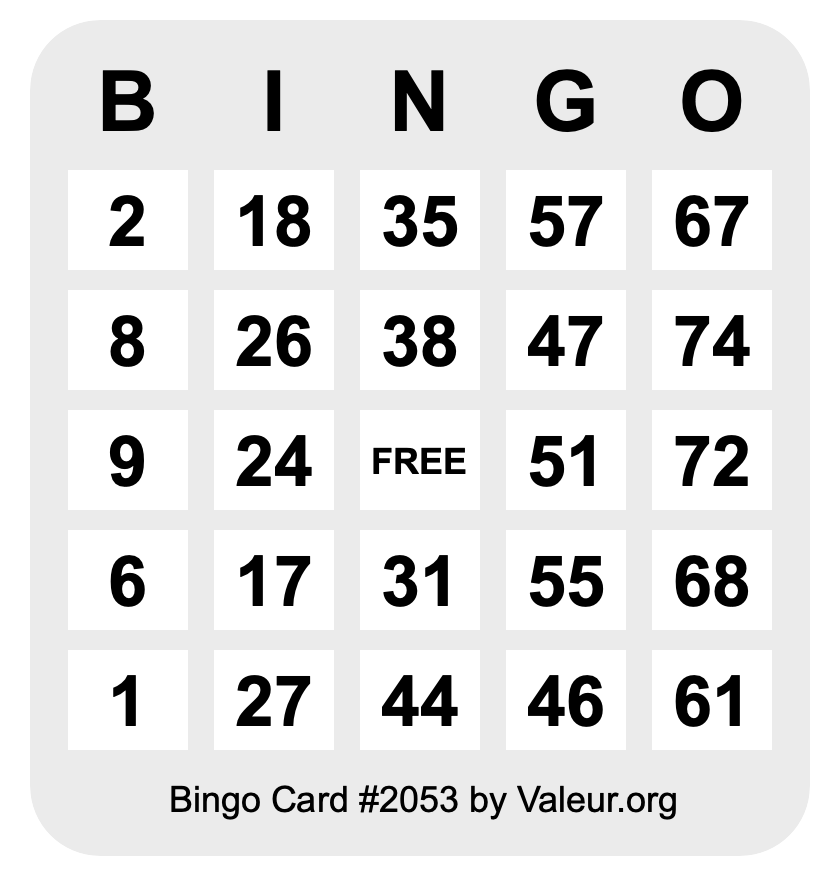 Bingo Card #2053