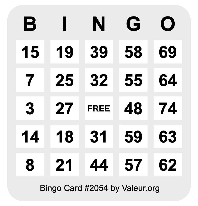 Bingo Card #2054