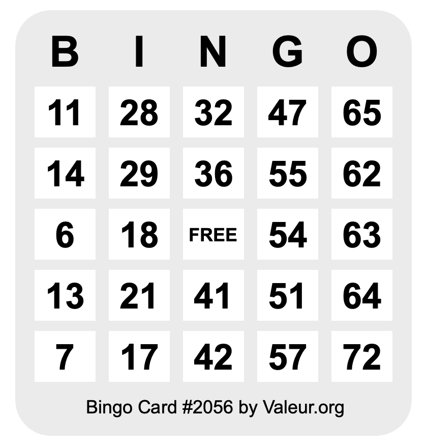 Bingo Card #2056