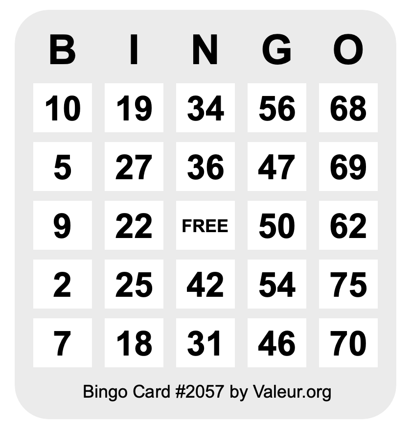 Bingo Card #2057