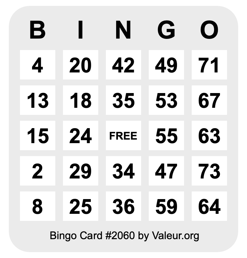 Bingo Card #2060