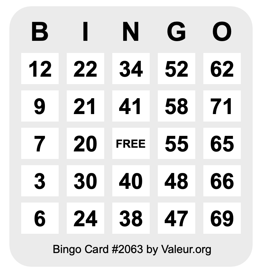 Bingo Card #2063