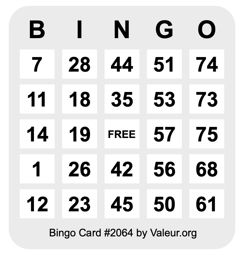 Bingo Card #2064