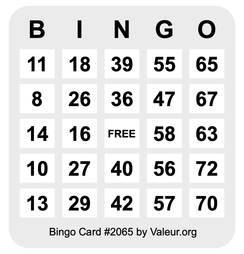 Bingo Card #2065