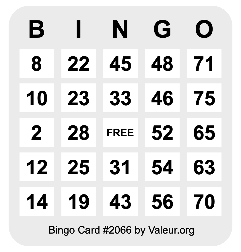 Bingo Card #2066